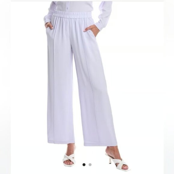 NWT Eileen Fisher Full Length Wide Leg in Wisteria Silk Georgette Pants XL